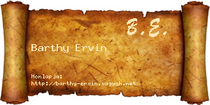 Barthy Ervin névjegykártya